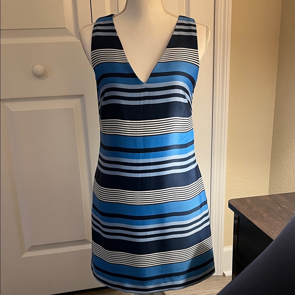 Banana Republic Blue and Black Striped Mini Dress